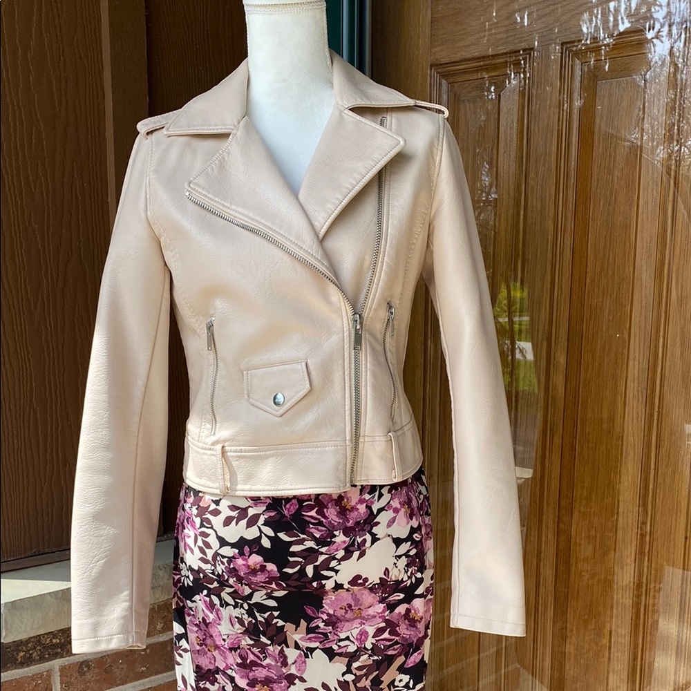 Women's Cream Leather Jacket